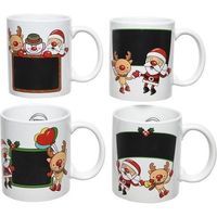 Setje van 8x stuks kerst thema drink mokken/bekers met krijtvlak