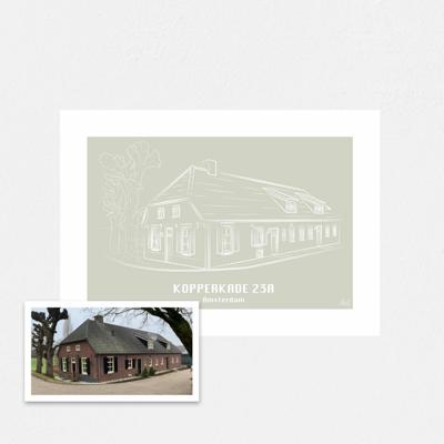 Persoonlijke illustratie met kleur A4 Liggend Zonder Lijst Sage