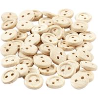 Creativ Company Houten knopen, d 8 mm, 2 gaten, 50 stuk/ 1 doos
