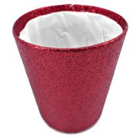 Gerimport Plantenmand - rood glitter - bloempot - 15 x 14 cm - kerst