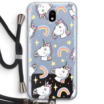 Rainbow Unicorn: Samsung Galaxy J5 (2017) Transparant Hoesje met koord
