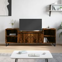 Tv-meubel 160x35x55 cm bewerkt hout gerookt eikenkleurig - thumbnail