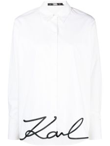 Karl Lagerfeld chemise en coton biologique à broderies signature - Blanc