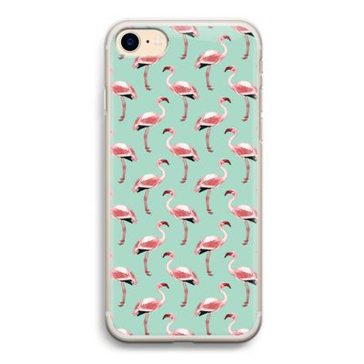 Flamingoprint groen: iPhone 7 Transparant Hoesje