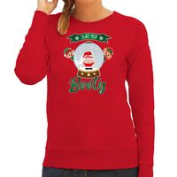Foute Kersttrui/sweater voor dames - Kerstman sneeuwbol - rood - Shake Your Booty - thumbnail
