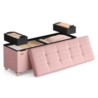 Opvouwbare opbergbank met deksel en comfortabele zitting, Pastelroze / 110B cm