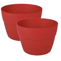 2x stuks eda toscane bloempot - kunststof - rood - d30 x h21 cm - binnen- en buitenshuis