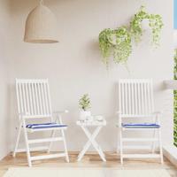 Tuinstoelkussens 2 st gestreept 50x50x3 cm stof wit en blauw