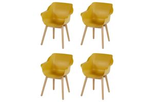 Set van 4 - Hartman Sophie Studio dining armstoel - Curry Yellow - Teak poot