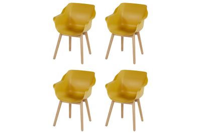 Set van 4 - Hartman Sophie Studio dining armstoel - Curry Yellow - Teak poot