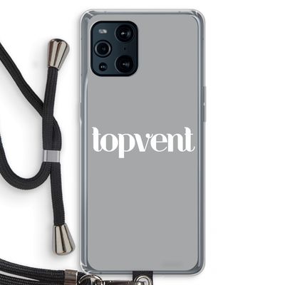 Topvent Grijs Wit: Oppo Find X3 Pro Transparant Hoesje met koord