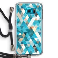 Gekleurde driehoekjes blauw: Samsung Galaxy S6 Transparant Hoesje met koord