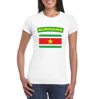 T-shirt met Surinaamse vlag wit dames
