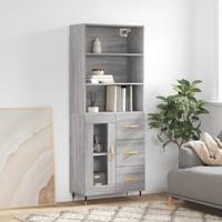 Hoge kast 69,5x34x180 cm bewerkt hout grijs sonoma eikenkleurig