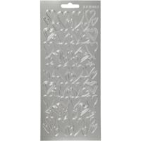 Stickers, harten, vel 10x23 cm, zilver, 1 vel