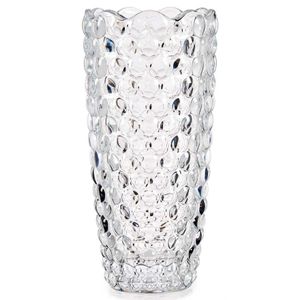 Bloemenvaas bubbels relief 13,5 x 29 cm van glas