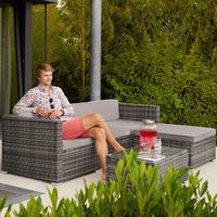 tectake - wicker tuinset loungeset- Florenz - lichtgrijs/grijs - 404326 - thumbnail