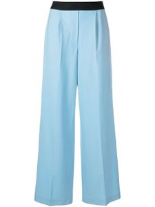 MSGM pantalon de tailleur à bande logo - Bleu