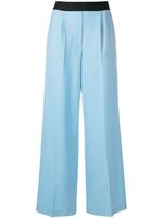 MSGM pantalon de tailleur à bande logo - Bleu