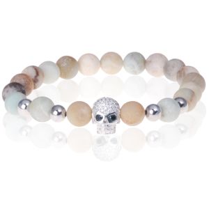 Memphis kralen armband Frosted Amazoniet Skull