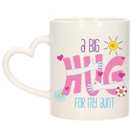 Cadeau koffie/thee mok voor tante - hartje oor - big hug - 300 ml - verjaardag