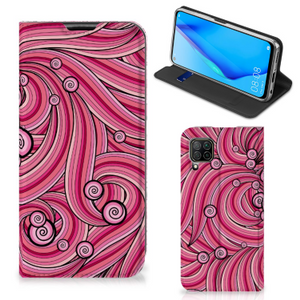 Huawei P40 Lite Bookcase Swirl Pink