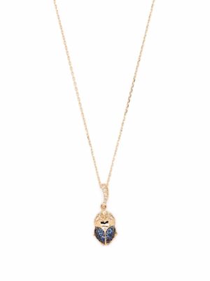 Aurelie Bidermann collier Beetle en or 18ct serti de diamants et saphirs
