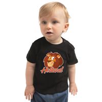 Zwart fan shirt / kleding Holland leeuw voor Koningsdag / EK / WK voor babys 80 (7-12 maanden)  -