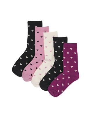 HEMA Damessokken Hartjes - 5 Paar Zwart (zwart)