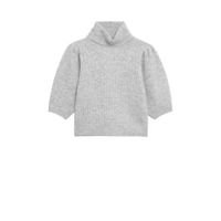 Mango gemêleerde gebreide coltrui met wol grijs - thumbnail