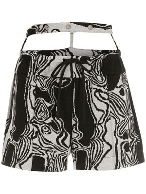 Gloria Coelho short Corpo Virtual à taille ceinturée - Noir
