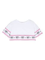 Chiara Ferragni Kids t-shirt en coton à bandes logo - Blanc