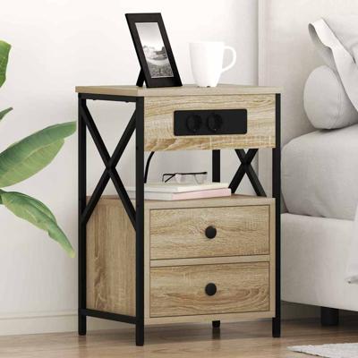 Nachtkastje 2 pcs Sonoma eiken 40 x 31 x 60 cm Bewerkt hout
