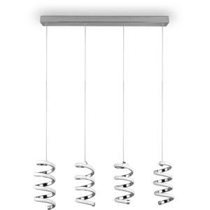 LED Hanglamp - Hangverlichting - Trion Lala - 8W - Natuurlijk Wit - 4000K - 4-lichts - Rechthoek - Chroom - Metaal