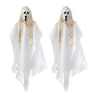 Halloween/horror thema hang decoratie spook - 2x - enge/griezelige pop - 60 cm
