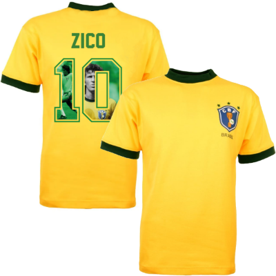 Brazilie retro voetbalshirt WK 1982 + Zico 10 (Photo Style)