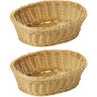 Gevlochten mandje - 2x - ovaal - 23 x 29 x 9,5 cm - fruitmand/broodmand - Tafel dekken