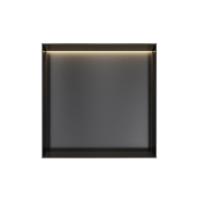 Hotbath &More Inbouwnis - 30 x 30 x 10 cm - Frameless - met LED-verlichting - Geborsteld Zwart PVD