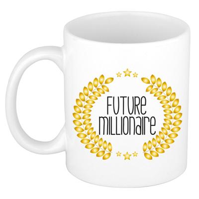 Cadeau koffie/thee mok - geslaagd - Future Millionaire - wit - 300 ml - keramiek Cadeau koffie/thee mok - geslaagd - Future Millionaire - wit - 300 ml - keramiek