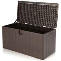 Grote Opbergkist met 400 L Inhoud Zonbeschermde Kist 127,5 x 64 x 64 cm Bruin