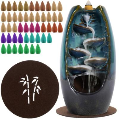 Ruhhy geurbrander - L20 cm - keramiek - waterval - wierookhouder - incl 55 wierook kegels