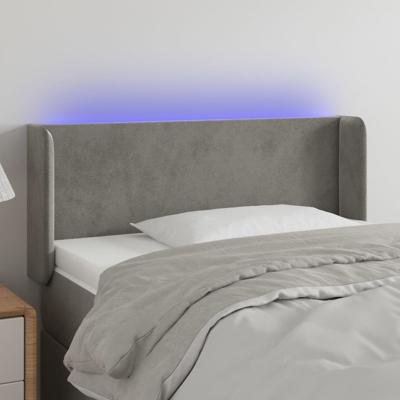 Hoofdbord LED 83x16x78/88 cm fluweel lichtgrijs