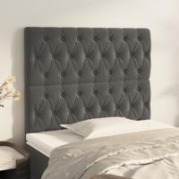 Hoofdborden 2 st 90x7x78/88 cm fluweel donkergrijs