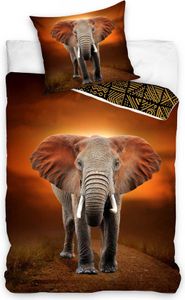 Dreamee Dekbedovertrek Elephant 140 x 200 cm Katoen Bruin (60 x 70 cm)