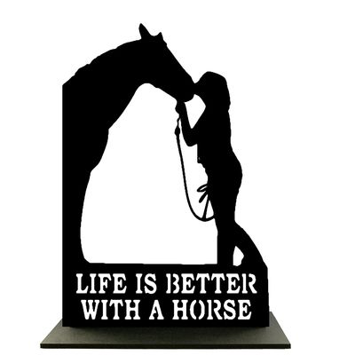 Houten Standaard - Vrouw met Paard - Pillow Buddies