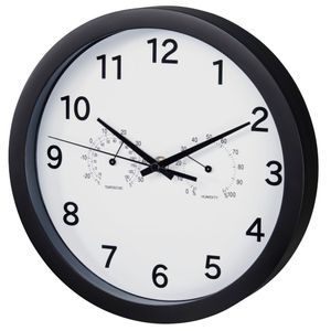 Hama Wandklok Pure Plus Ø 25 Cm Met Thermo-/hygrometer Geluidsarm Zwart