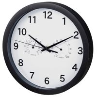 Hama Wandklok Pure Plus Ø 25 Cm Met Thermo-/hygrometer Geluidsarm Zwart