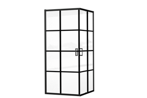 Luca Varess Vidor douchecabine met hoekinstap met 2 schuifdeuren 90 x 90 cm Square glas mat zwart profiel
