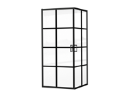 Luca Varess Vidor douchecabine met hoekinstap met 2 schuifdeuren 90 x 90 cm Square glas mat zwart profiel - thumbnail