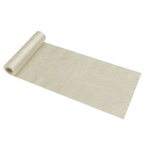 Tafelloper op rol - creme witte glitter - 30 x 500 cm - polyester